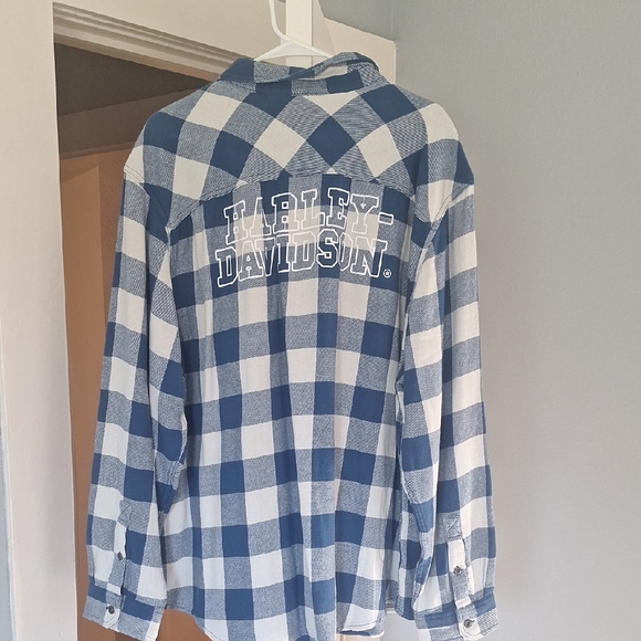 Harley-Davidson Blue and White Checkered Shirt - Picture 6 of 7